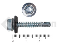 Саморез кровельный цинк, с шайбой EPDM, PT-3, 4,8х29 К КРЕП-КОМП (35шт)